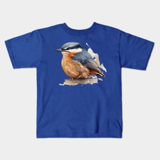 Nuthatch Bird On A Tree Branch 5.0 Kids T-Shirt